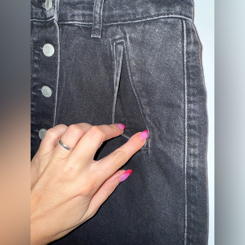 Pilcro Black Button-Front Denim‎ A-Line Skirt- Size 4 - Picture 4 of 10